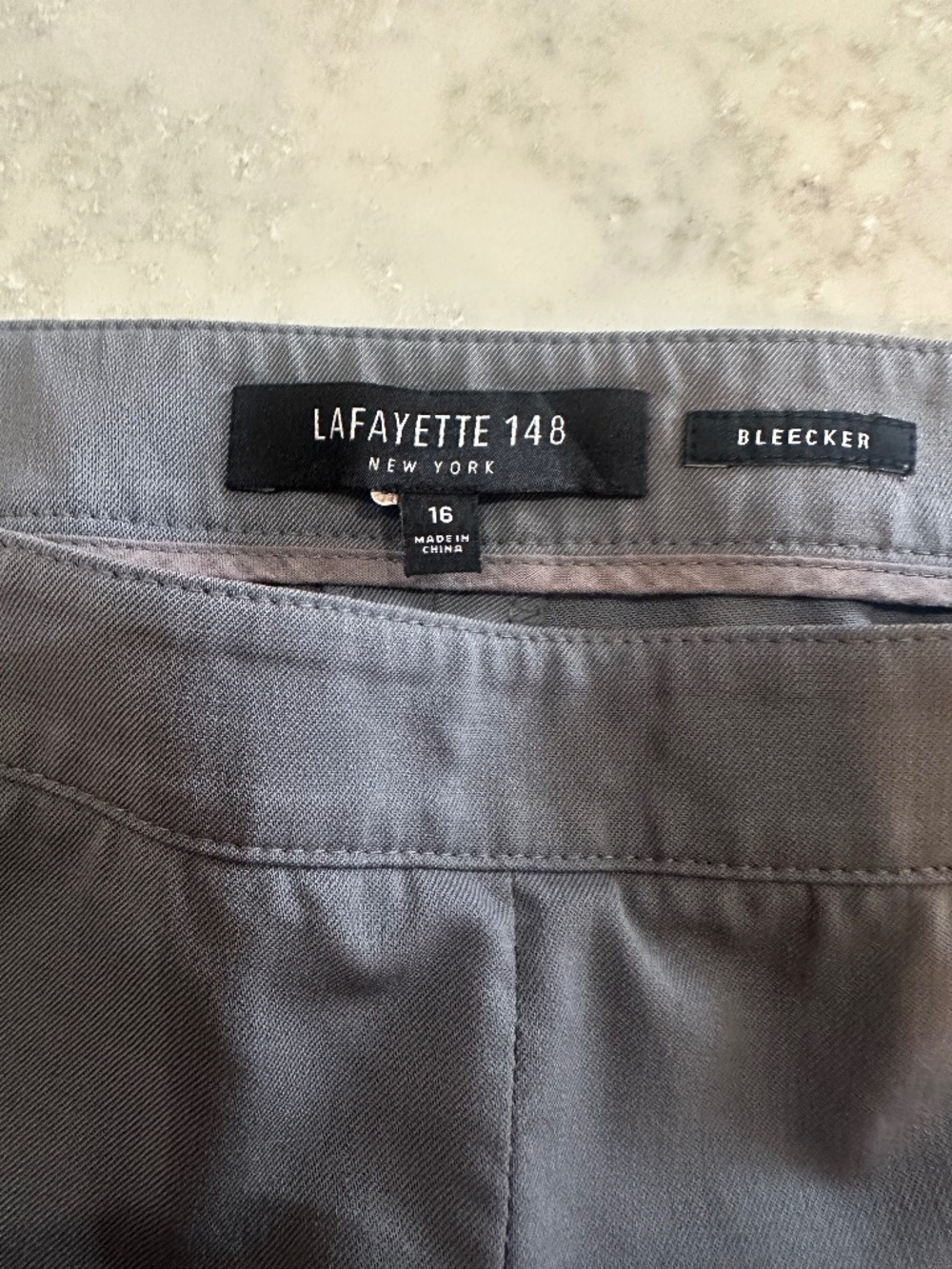 Lafayette 148 New York Bleecker Gray Straight Leg Pants Size 16